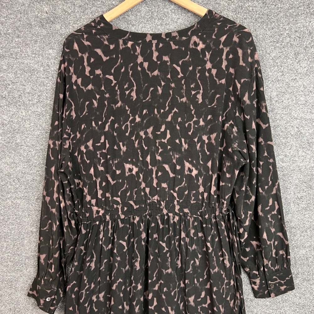 Rails Maple Diffused Midi Dress Women's L Long Sleeve V Neck Cheetah Print - Picture 5 of 12